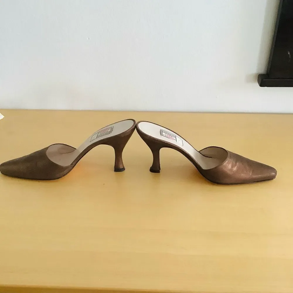 TODD OLDHAM BROWN METALLIC HEELS MULES 8 NEW VINTAGE - Picture 3 of 7